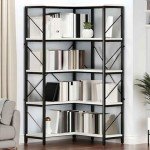 YITAHOME 5-Tier L-Shaped Corner Bookshelf