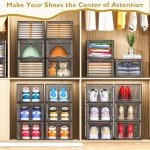 Sturdy Stackable Clear Shoe Storage Organizer 6 Pack