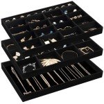 Stackable Velvet Jewelry Organizer with Removable Dividers