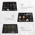 Stackable Velvet Jewelry Organizer with Removable Dividers