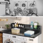 Corbyles 2-Tier Washer Dryer Countertop with 2.75"H Edge Rails, 54" W x 27.55" D Laundry Countertop for Folding Clothes, Washer and Dryer Topper with Non-Slip Pad (Black)