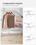 SONGMICS Clothes Drying Rack, Foldable 2-Level Laundry Drying Rack, Free-Standing Large Drying Rack, with Height-Adjustable Wings, 33 Drying Rails, Sock Clips, Silver and Blue ULLR53BU