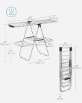 SONGMICS Clothes Drying Rack, Foldable 2-Level Laundry Drying Rack, Free-Standing Large Drying Rack, with Height-Adjustable Wings, 33 Drying Rails, Sock Clips, Silver and Blue ULLR53BU