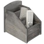 Rustic Dark Gray Wood Remote Control Holder Caddy