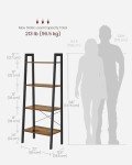 VASAGLE 4-Tier Industrial Ladder Shelf in Rustic Brown