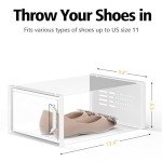 SEE SPRING X-Large Shoe Storage Box Fit Size 11, Clear Plastic Stackable Shoe Organizer for Closet, Space Saving Sneaker Shoe Rack Containers Bins Holders for Entryway, Under Bed, 12 Pack Clear