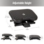 Mind Reader Foot Rest, Under Desk at Work, Ergonomic, Height Adjustable, Office, Plastic, 17"L x 13"W x 6.25"H, Black