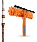 4-12 ft Window Washing Kit with Extension Pole (20+ Foot Reach) // Window Cleaning Tool & Window Washer Squeegee with Telescopic Extension Pole // Best Indoor Outdoor Window Washing Equipment