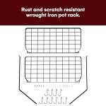 Vdomus Hanging Pot and Pan Organizer - Rustproof Wall Mounted Rack for Kitchen Storage - Durable, Thick Iron Material - 2-Tier Shelf with 10 Hooks for Utensils - Wall Mounted Black Pot Rack