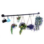 WuGeShop 50.4 inch Hanging Pot Rack Wall Mounted Pot Pans Hanging Rail, Industrial Long Pot Pan Bar With 15 S Hooks, Black Pot Hangers Kitchen Pot and Pan Hanging Rack