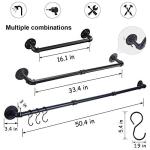 WuGeShop 50.4 inch Hanging Pot Rack Wall Mounted Pot Pans Hanging Rail, Industrial Long Pot Pan Bar With 15 S Hooks, Black Pot Hangers Kitchen Pot and Pan Hanging Rack