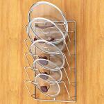 Simple Houseware Wall Door Mounted Pot Lid Rack, Chrome Finish