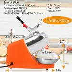 Electric Ice Crusher with Dual Blades,300W Electric Ice Shaver Machine (176lbs/80kg Per Hour,2200rpm) with Cover and Bowl 110V Electric Snow Cone Maker for Shaved Ice,Margaritas,Home Commercial Use