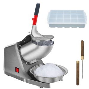Reespring Shaved Ice Machine Snow Cone Machine Ice Crusher with Stainless Steel Blade Kitchen Electric for Shaved Ice and Snow Cone (300W 2000r/min) Also Comes with a Free Ice Pick and Ice Cube Tray