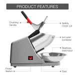 Reespring Shaved Ice Machine Snow Cone Machine Ice Crusher with Stainless Steel Blade Kitchen Electric for Shaved Ice and Snow Cone (300W 2000r/min) Also Comes with a Free Ice Pick and Ice Cube Tray