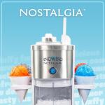 Nostalgia SnowPro Electric Shaved Ice & Snow Cone Maker 64-Ounce Ice Shaving Capacity, 4 Reusable Cones, Side Shelves, and Scoop Included