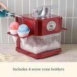 Cuisinart Snow Cone Machine, Home Shaved Ice Maker for Snow Cones, Snow Cone Maker with Reuseable Paper Cups, Makes 5 Icy Cones for Slushies, Frozen Drinks , Red, SCM-10P1