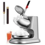 VIVOHOME 11 Inch Height Dual Blades Ice Crusher Shaver 300W 2000 rpm Snow Cone Maker Machine Silver Electric with Ice Pick for Home and Commercial Use