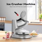 VIVOHOME 11 Inch Height Dual Blades Ice Crusher Shaver 300W 2000 rpm Snow Cone Maker Machine Silver Electric with Ice Pick for Home and Commercial Use