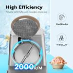 VIVOHOME 11 Inch Height Dual Blades Ice Crusher Shaver 300W 2000 rpm Snow Cone Maker Machine Silver Electric with Ice Pick for Home and Commercial Use