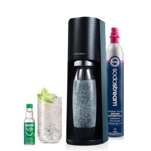 SodaStream - Terra Soda Streaming Machine - STARTER KIT - Sparkling Water Maker with CO2 & Bubly Drop - Eco-Friendly, No Batteries Needed - Black