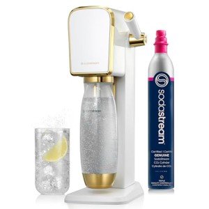 SodaStream Art Sparkling Water Maker (White/Gold) with CO2 and Carbonating Bottle