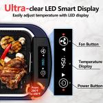 Smokeless Grill, CUSIMAX 1500W Indoor Grill, Electric Grill Griddle with LED Smart Display & Tempered Glass Lid, Portable Korean BBQ Grill, Non-stick Removable Grill & Griddle Plate