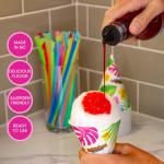 Hawaiian Shaved Ice Machine Kit - 3 Flavors, 25 Cups, Straws, Pourers, Ice Molds