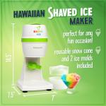 Nostalgia Snow Cone Shaved Retro Includes 1 Reusable Plastic Cup and Ice Molds, White, Green