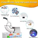 VNN 48L Snow Cone Machine, 500LB/H Commercial Shaved Ice Machine, 300W Electric Ice Shaver Machine, Suitable for Party Activities, Family Gatherings, Events