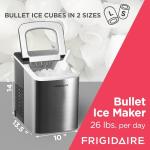 Frigidaire Compact Countertop Ice Maker, Makes 26 Lbs. of Bullet Shaped Ice Cubes Per Day, Silver Stainless