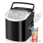 HAILANG Countertop Ice Maker, Portable Ice Machine with Handle, Self-Cleaning, 26lbs in 24Hrs, 2 Sizes Bullet Shaped Ice, 9 Ice Cubes in 6 Mins with Scoop and Basket for Home/Kitchen/Office/Bar