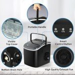 HealSmart Ice Maker for Countertop, 9 Ice Cubes Ready in 6 Mins, 26lbs Ice/24Hrs, with Self-Cleaning Feature, Ice Spoon and Basket, for Home, Kitchen, Camping, Party, Black