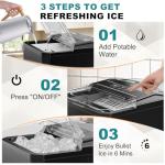 OLIXIS Ice Maker, Ice Makers Countertop with Handle, Portable Ice Machine, 9 Bullet Ice Cubes in 6 Mins, 26lbs in 24Hrs, Auto-Cleaning, with Basket and Scoop, for Home, Kitchen, RV, Camping, Black