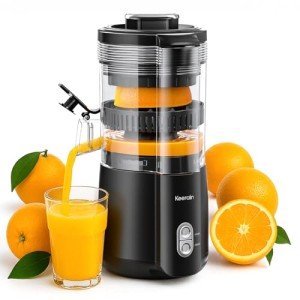 Keerain Electric Orange Juicer, Hand-Free Citrus Juicer Machine with Cleaning Brush, Automatic Juice Squeezer for Lemon, Lime, Grapefruit, Pomegranate