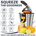 Eurolux Premium Electric Orange Juicer | Stainless Steel Citrus Squeezer With New Ultra-Powerful Motor and Soft Grip Handle for Effortless Juicing, Auto Shutoff, Dishwasher-safe Parts, Pulp Control