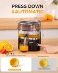 Amzpass Dual-Head Electric Citrus Juicer, Lemon Squeezer with Power Cord and Cleaning Brush, 1-Button Automatic Juicer Machine for Orange, Lemon, Lime, Easy to Clean & Use, Built-in Cutter(Black)