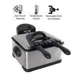 Deep Fryer - 4-Liter Electric Oil Fryer - 1 Large Basket and 2 Small for Dual Use - Stainless-Steel Cooker with Cool Touch Features by Classic Cuisine