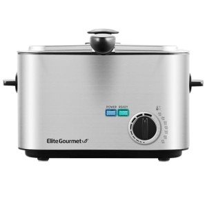 Elite Gourmet EDF1116 Electric 1.2 Qt. / 4.8 Cup Oil Capacity Deep Fryer, Adjustable Temperature, Removable Basket, Lid with Cool-Touch Knob, Stainless Steel