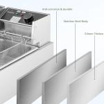 Commercial Deep Fryer, 3400W Electric Deep Fryers with 2x6.35QT Baskets 0.8mm Thickened Stainless Steel Countertop Oil Fryer 20.7QT Large Capacity with Temperature Limiter (12L)