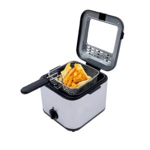 WUSILILU Electric Deep Fryer, 110V/50Hz 1000W Stainless Steel Fryer with Basket and Lid 2.5L Deep Fryer Pot Adjustable Temperature Dishwasher Safe Parts Countertop for Kitchen