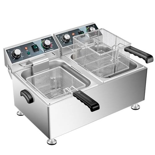 WaterElfo commercial deep fryer with dual 13.7 quart tanks and precise temperature control