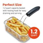 Elite Gourmet EDF1116 Electric 1.2 Qt. / 4.8 Cup Oil Capacity Deep Fryer, Adjustable Temperature, Removable Basket, Lid with Cool-Touch Knob, Stainless Steel