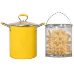 PARACITY Small Deep Fryer Pot with basket, Mini Deep Oil Fryer with Anti-scalding Silicone Handle, 304 Stainless Steel Gadgets for Home, Tempura Chips, Fries, Fish, and Chicken(3.2QT/3L)