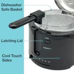 PantryPro 2.5 Liter Electric Deep Fryer with Cool Touch Sides and Nonstick Basket, Adjustable Temperature, Lid with Viewing Window, Black