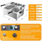 WaterElfo Deep Fryer Commercial Deep Fryers With Basket13Lx2 13.7Qt x 2 Thicken With Precise Temperature Control Timer Double Deep Fryer With 2 Baskets1800Wattsx2 120V Countertop Fryer Restaurant