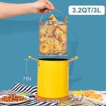 PARACITY Small Deep Fryer Pot with basket, Mini Deep Oil Fryer with Anti-scalding Silicone Handle, 304 Stainless Steel Gadgets for Home, Tempura Chips, Fries, Fish, and Chicken(3.2QT/3L)