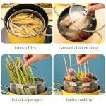 PARACITY Small Deep Fryer Pot with basket, Mini Deep Oil Fryer with Anti-scalding Silicone Handle, 304 Stainless Steel Gadgets for Home, Tempura Chips, Fries, Fish, and Chicken(3.2QT/3L)