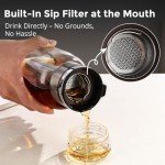 Glass Cold Brew Coffee Maker with Extended Fine Mesh Filter, Tea Infuser Bottle Iced Coffee Maker with Thick Borosilicate Glass (750ml/24oz)