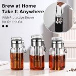 Glass Cold Brew Coffee Maker with Extended Fine Mesh Filter, Tea Infuser Bottle Iced Coffee Maker with Thick Borosilicate Glass (750ml/24oz)